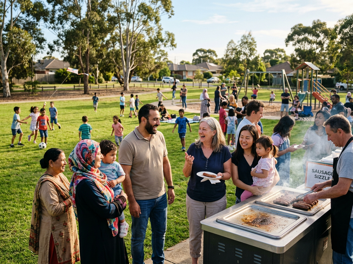 Families enjoying a multicultural community day in the park